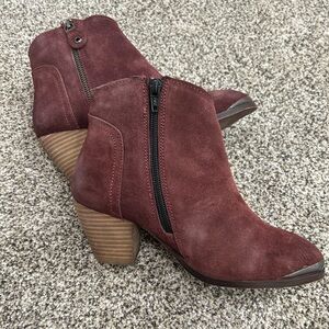 Diba Suede Ankle Boots - Burgundy